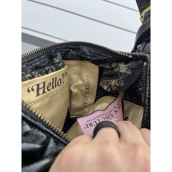 Juicy Couture Leather Embellished Y2K Boho Bag- OS - Black - Picture 12 of 16